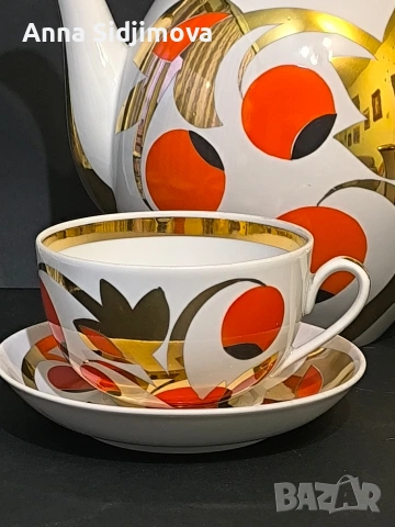 Руски порцелан Вербилки сервиз за чай , снимка 3 - Сервизи - 54079178