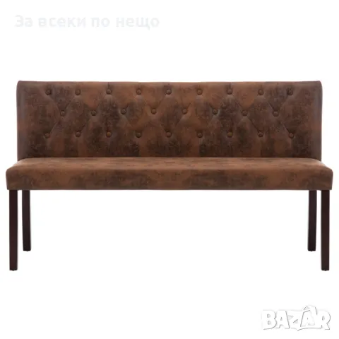 Пейка, 148,5 см, кафява, изкуствен велур, снимка 5 - Дивани и мека мебел - 48421939