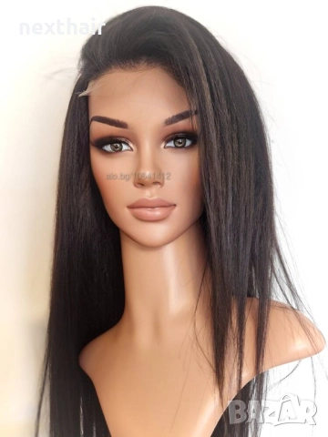 Черна перука от микс естествен косъм и примеси 70 см с Lace 4×4, снимка 10 - Аксесоари за коса - 52906961