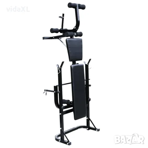 vidaXL Комплект лежанка със стойка за лост, щанга и дъмбели, 30,5 кг, снимка 2 - Спортна екипировка - 56146388