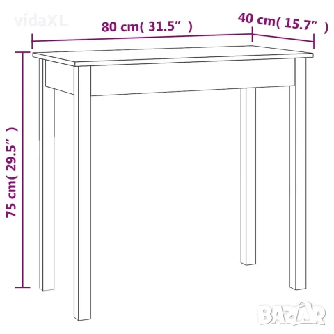 vidaXL Конзолна маса 80x40x75 см борово дърво масив, снимка 8 - Маси - 56147939