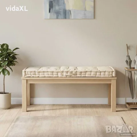 vidaXL Палетна възглавница за под, памук, 120x40x7 см, бежова, снимка 2 - Възглавници - 56147662