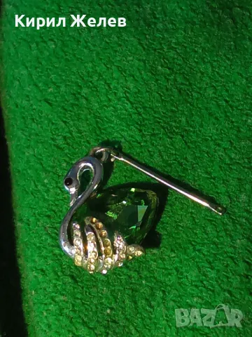 КРИСТАЛЕН ПОСРЕБРЕН ЛЕБЕД - СВАРОВСКИ КРАСИВ ФИГУРАЛЕН МОДЕН АРТ МЕДАЛЬОН ВИСУЛКА БИЖУ 27096, снимка 9 - Колиета, медальони, синджири - 35679597