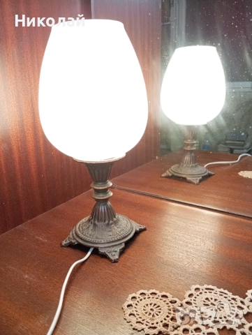 Красива ретро бронзова лампа, снимка 6 - Антикварни и старинни предмети - 52175470