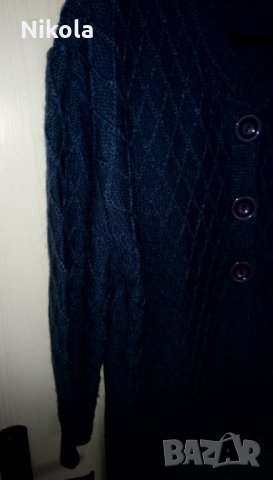 Дълга плетена дамска жилетка тъмно синя, снимка 11 - Жилетки - 31055532
