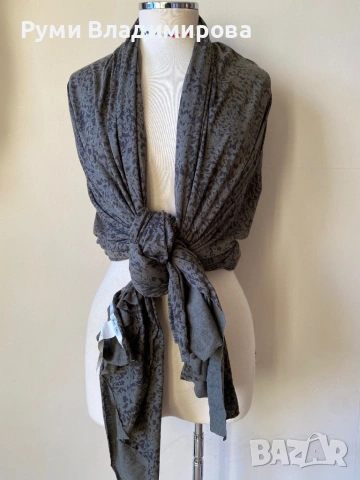 Голям шал в цвят каки с 50 % памук и 50 % лиоцел, In wear, снимка 2 - Шалове - 53128953