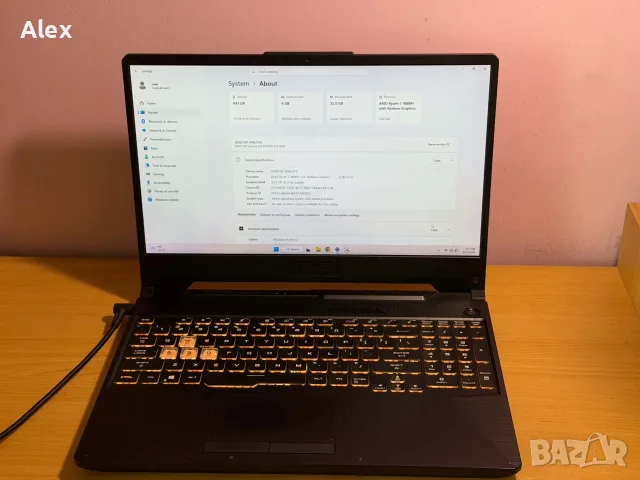 Лаптоп Gaming ASUS TUF A15 FA506IV перфектен лаптоп като чисто нов