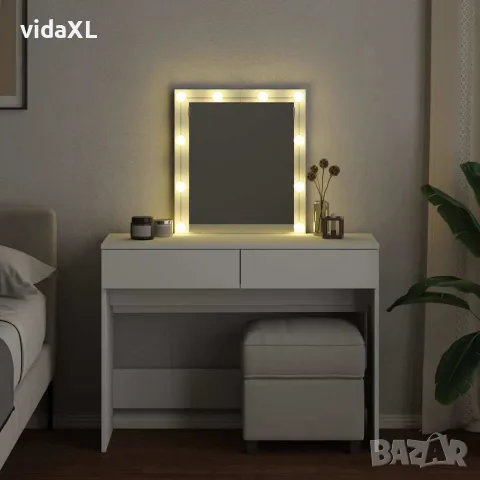 vidaXL Тоалетка с LED, бяла, 100x40x130 см, снимка 3 - Тоалетки - 56148273