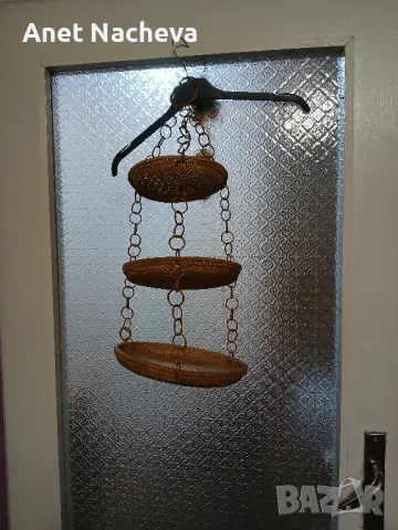 Сламени чинийки Ретро - тройка висящи една под друга като украса 