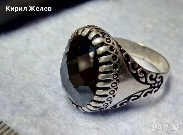 РАЗКОШЕН СКЪПОЦЕНЕН СРЕБЪРЕН ПРЪСТЕН СРЕБРО 925 с ОГРОМЕН БЛЕСТЯЩ ЮВЕЛИРНО ФАСЕТИРАН МАРКАЗИТ 27206, снимка 2 - Пръстени - 49913306
