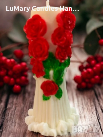 Свещ “ Шепот на рози “, снимка 2 - Декорация за дома - 53225189