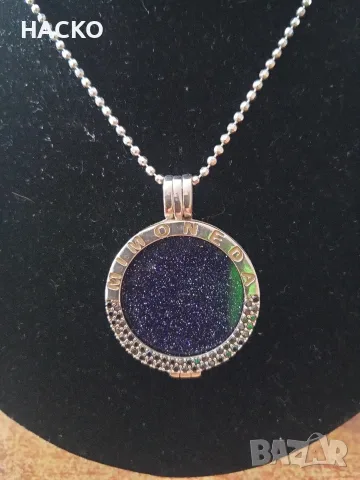 Сребърен Медальон Mimoneda 925 С Син Пясъчен Камък + Синджир 925
