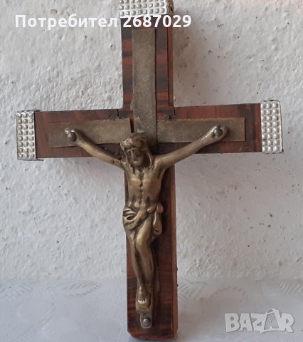 Кръст метал религия, разпятие 18 см, за стена, снимка 1 - Други - 34872738