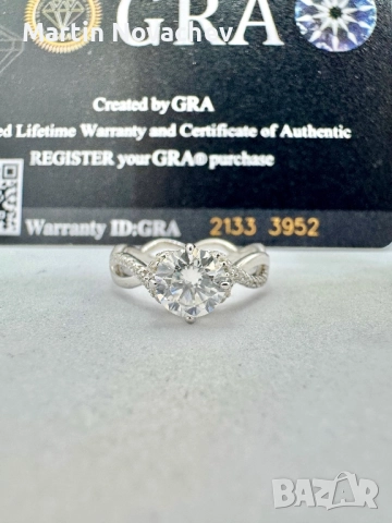 Сребърен пръстен с мойсанит (Диамант) 1 карат