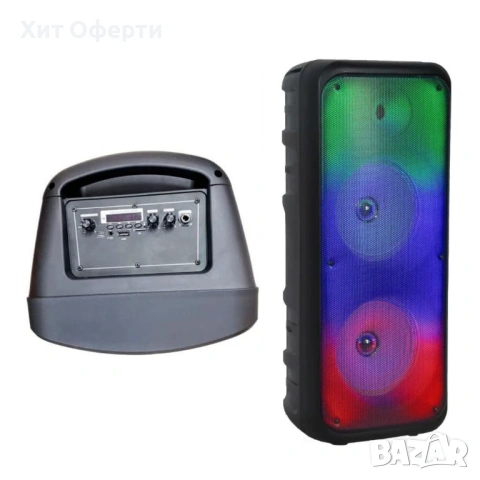 Безжична RGB тонколона – 2×8″ говорителя, Bluetooth, 1200 W, батерия 3000 mAh, снимка 7 - Тонколони - 53202912