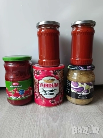 Турски зимнини доматено пюре,пиперково пюре,патладжан и лютеница