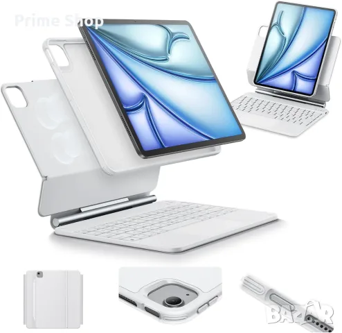 ESR Калъф с клавиатура и тракпад за iPad Air 11", iPad Pro 11" и iPad Air 10.9", бял