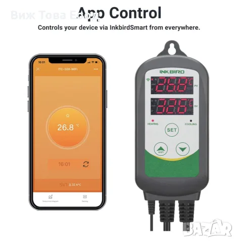 🌡️ Цифров терморегулатор Inkbird ITC-308 – 230V, снимка 3 - За птици - 56302150