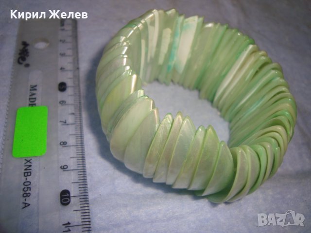 РАЗКОШНА СЕДЕФЕНА ЛЯТНА ПЛАЖНА ХЕНД - МЕЙД АРТ ГРИВНА 57931, снимка 5 - Гривни - 37053731