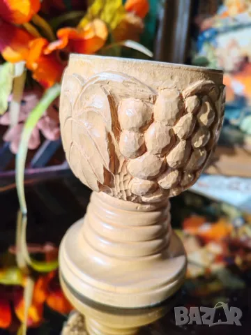 Ръчно резбован свещник/декорация от дърво ., снимка 4 - Декорация за дома - 48895774