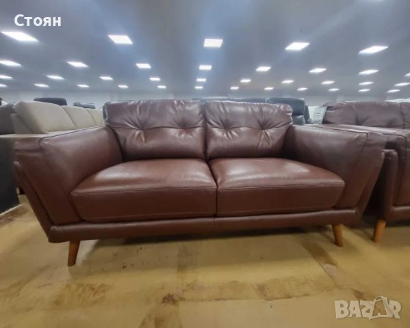 Комплект кафяви кожени дивани две двойки "Watson", снимка 6 - Дивани и мека мебел - 40628437