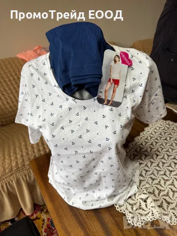 Нова дамска пижама L Виенетта Vienetta къс ръкав и къси гащи