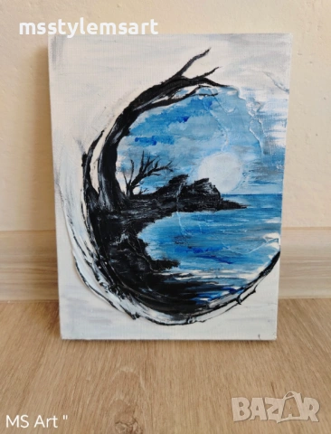 Прегръдката на нощта "Картина , снимка 2 - Картини - 54104555