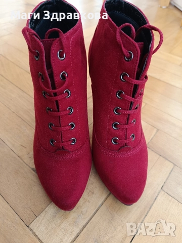 продавам велурени дамски обувки на висок ток, снимка 2 - Дамски обувки на ток - 52865908