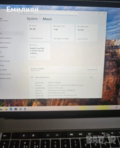 Macbook Pro 16  SixCore Core i7, 16GB Ram, 512Gb SSD, 4Gb Ati Video,  Mac Os 26, Win 11, снимка 6 - Лаптопи за дома - 54083367