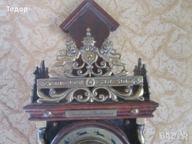 Уникален бронзов барометър термометър в кутия , снимка 6 - Колекции - 36902639