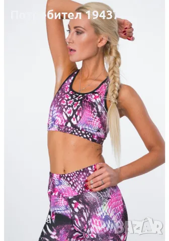 Спортен дамски топ в цветен десен MR15487, снимка 2 - Корсети, бюстиета, топове - 48045226