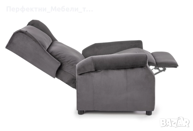 Релакс кресло за почивка,луксозен фотьойл с лягане, сив плюш-доставка до 1 месец, снимка 6 - Дивани и мека мебел - 52483113