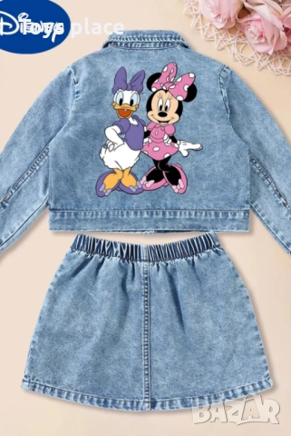 7/8г Disney Страхотен дънков комплект Мини Маус Minnie mouse пола и дънково яке, снимка 2 - Детски рокли и поли - 52158401