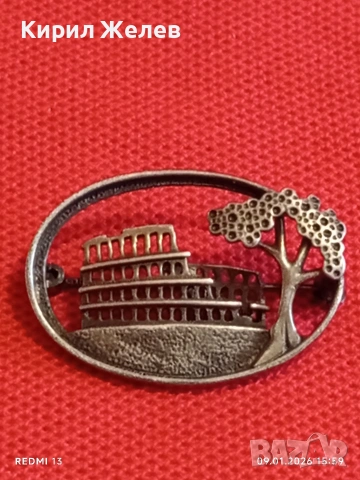 Винтидж сребърна брошка Колизеума Рим ювелирна изработка 52617, снимка 6 - Колиета, медальони, синджири - 53045010