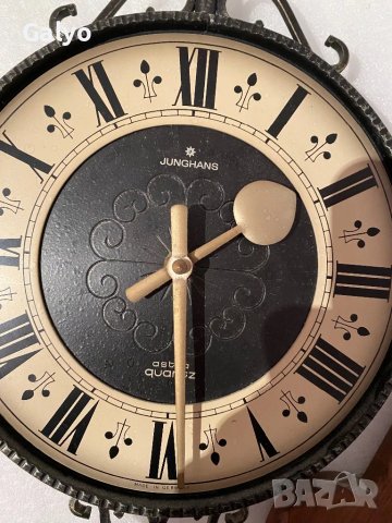 Junghans Стенен Немски часовник изработен от ковано желязо и масивно дърво, снимка 3 - Антикварни и старинни предмети - 50416383