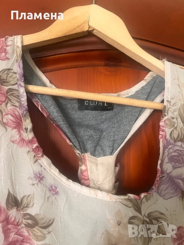 Летен потник бежова гама с цветя рози на гърба с м , снимка 2 - Потници - 51865289