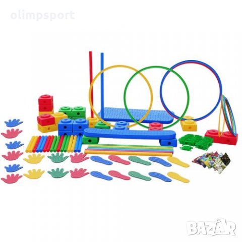 Игрален комплект конструктор 114 елемента нов. Комплектът съдържа: 1. Отпечатъци на стъпки - 6 чифта