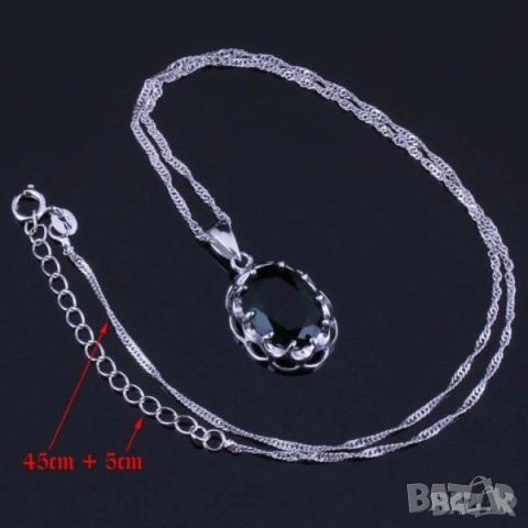 Сребърни комплекти сапфир, рубин - обици, колие и пръстен, снимка 9 - Бижутерийни комплекти - 44887986