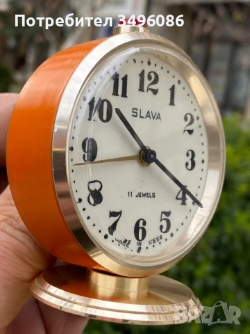 Стар съветски механичен будилник СЛАВА 11 камъка, снимка 15 - Колекции - 54058934