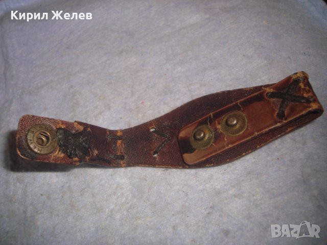 СТАРА ВИНТИДЖ КОЖЕНА РЕТРО АРТ ГРИВНА РЪЧНА ИЗРАБОТКА с БРОНЗОВА ОРНАМЕНТИРАНА АПЛИКАЦИЯ 28016, снимка 2 - Антикварни и старинни предмети - 37026687