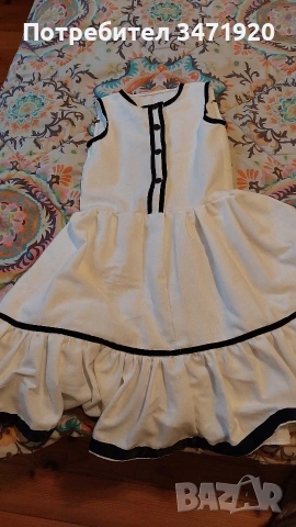бяла фустанела с машина бродерия прескутник за 7-8 год., снимка 3 - Шивашки услуги - 53895357