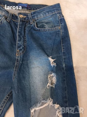 Дънки накъсани и с висока талия, снимка 2 - Дънки - 38365296