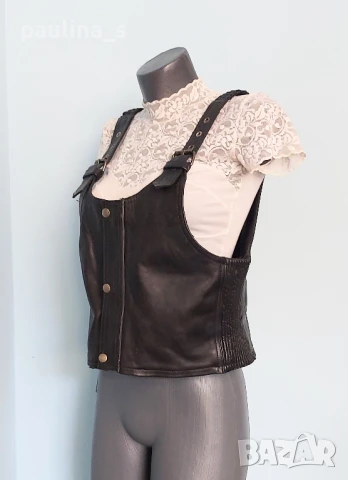 Три различни броя / Марков елек от естествена кожа, един рокерски , снимка 15 - Елеци - 51314004