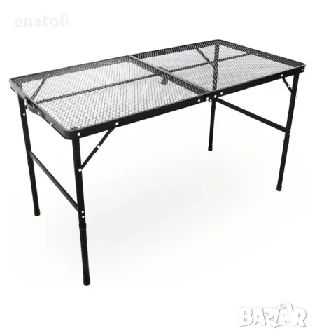 Метална сгъваема маса за градина или туризъм, 90x60x66 см, регулируема черна чисто нова от Германия 