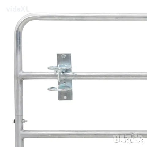 vidaXL Оградна порта, 5 пръта, стомана, (150-400)x90 см, сребриста, снимка 4 - Огради и мрежи - 56146093