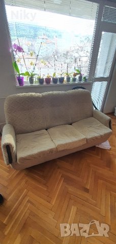 Разтегателен диван с фотьойли , снимка 1 - Дивани и мека мебел - 44228175