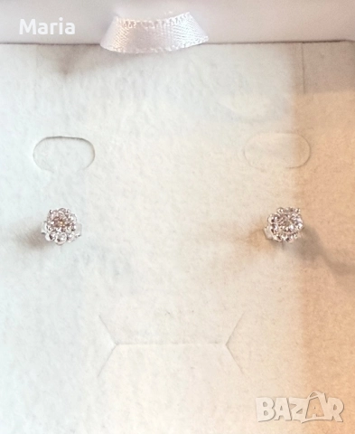 Дамски обеци бяло злато и диаманти, снимка 5 - Обеци - 52470803
