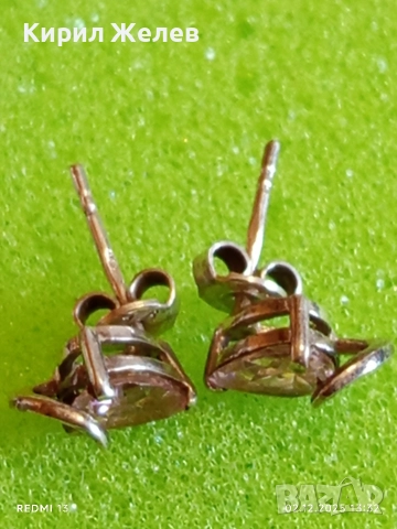 Изящни сребърни обеци елегантни с розов камък майсторска ръчна изработка 48944, снимка 7 - Обеци - 52625175