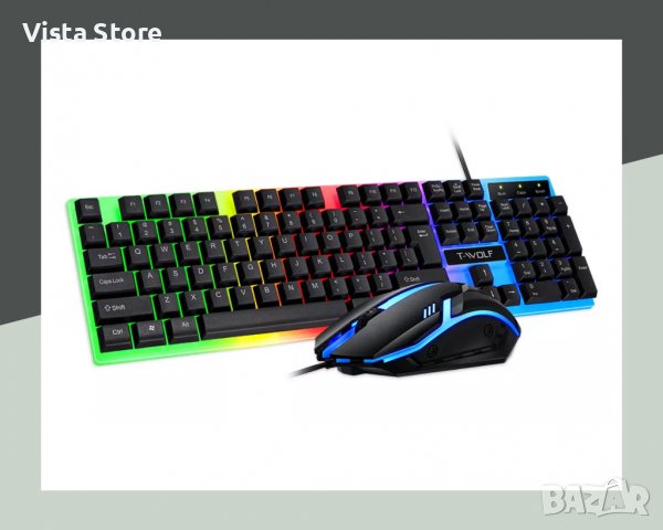 Комплект RGB клавиатура + мишка T-Wolf TF230, снимка 3 - Клавиатури и мишки - 37584868