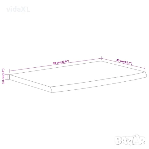 vidaXL Стенен рафт, 60x40x3,8 см, правоъгълен, масив акация, жив ръб, снимка 8 - Етажерки - 56147304
